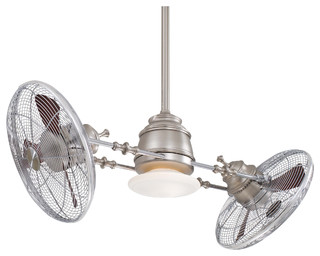 One Light Brushed Nickel And Chrome Ceiling Fan Midcentury Ceiling Fans By Littman Bros Lighting