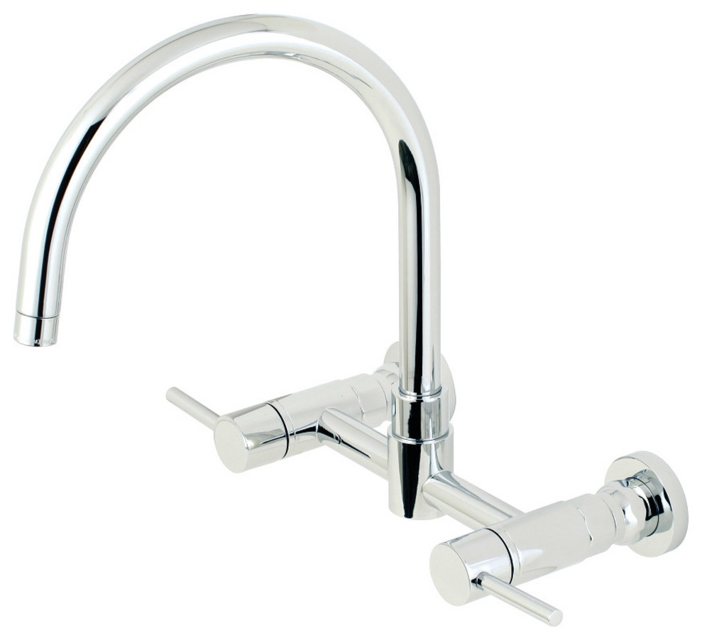 Kingston Brass Concord 8" Centerset Wall Mount Kitchen Faucet, Polished Chrome