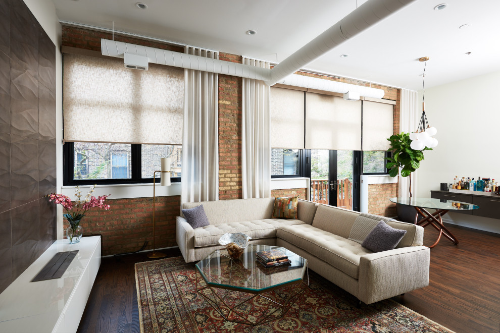 Lincoln Park Residence with custom sheer drapery and roller shades