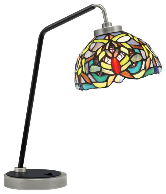 1Light Desk Lamp, Graphite/Matte Black Finish, 7" Kaleidoscope Art