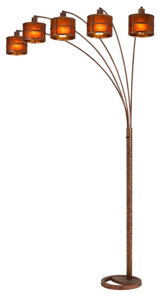 60w Metal Mica 5 Arms Heavy Duty Arc Floor Lamp Rust Finish Amber Transitional Lamps By Buildcom - Amber Mica Floor Lamp 60w Metal Mica 5 Arms Heavy Duty Arc Floor Lamp Rust Finish Amber Transitional Lamps By Buildcom - Amber Mica Floor Lamp