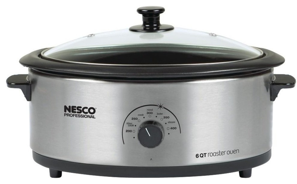 Nesco 6Quart Nonstick Roaster Oven, Stainless Steel Contemporary