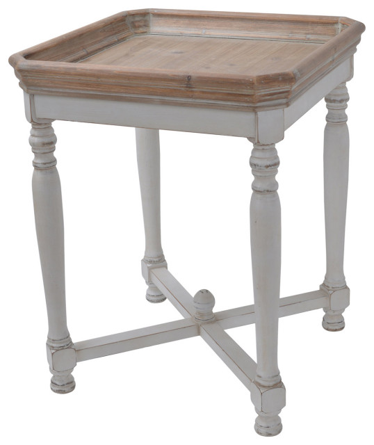 Alcott End or Side Table, Aged White/Natural Aged White