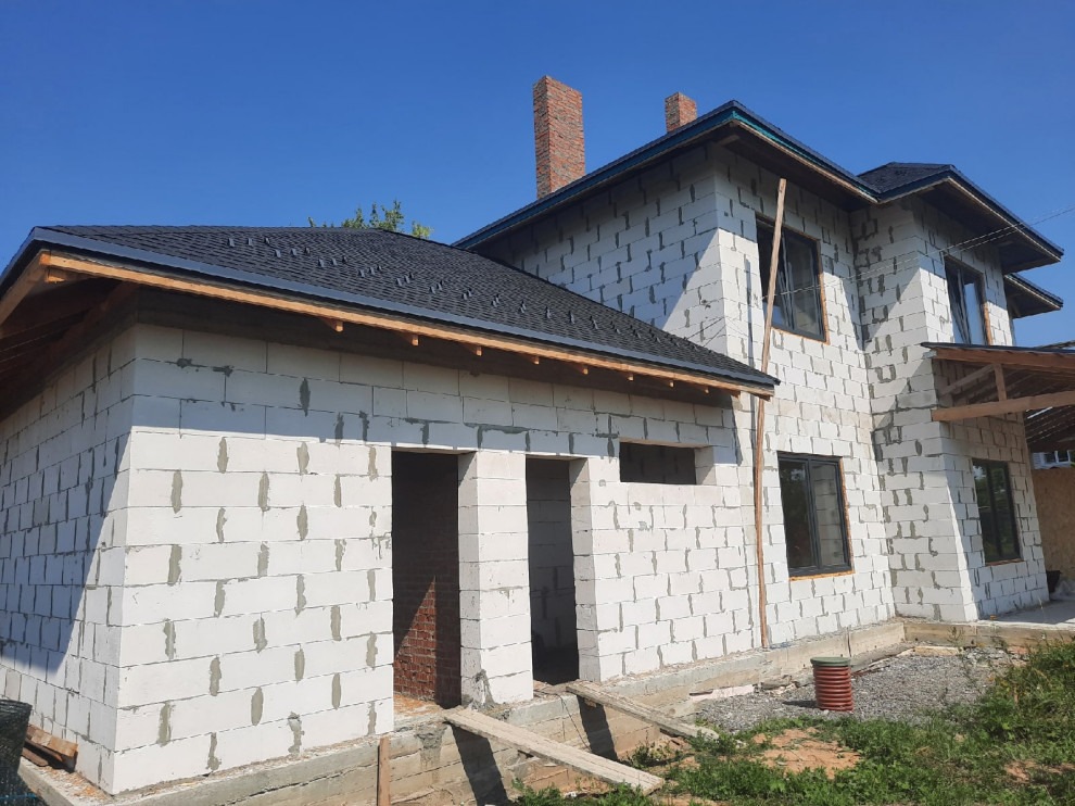 Двухэтажный коттедж из газобетонного блока с гаражем, 127 кв.м.