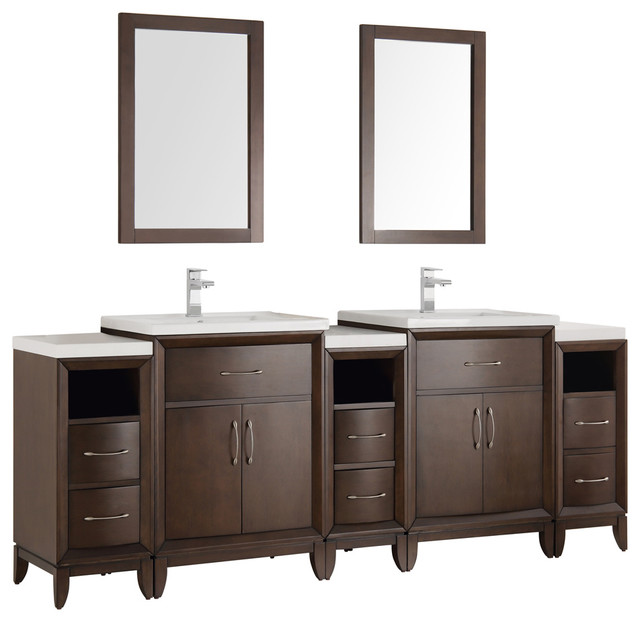 Fresca Cambridge Antique Coffee Traditional Bathroom Vanity w/ Mirror ...
