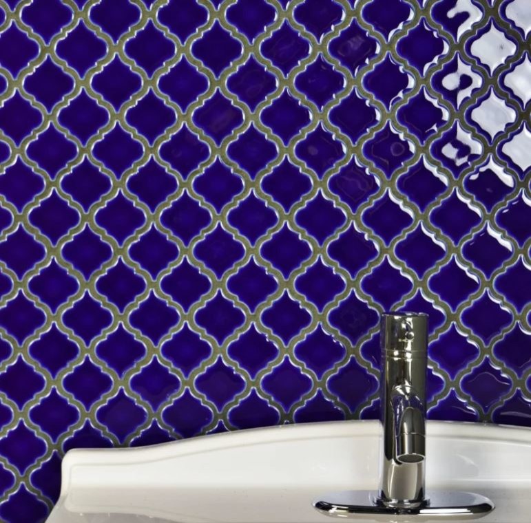 White or silver grout with cobalt blue tiles?