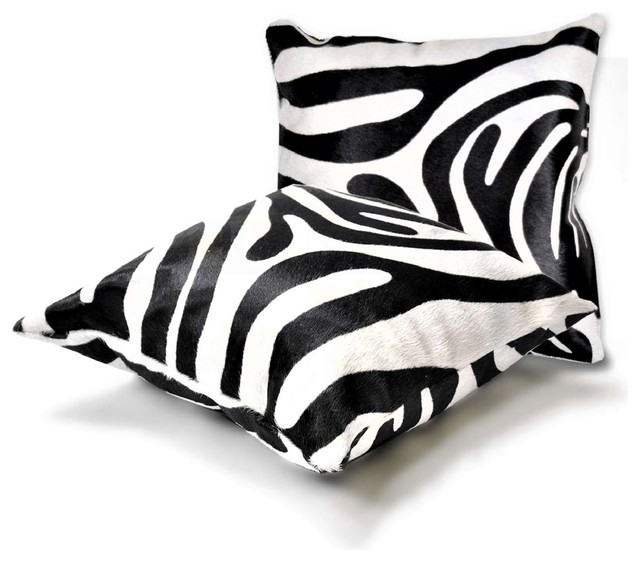 Decorative Cowhide Accent Pillow Zebra Print Southwestern