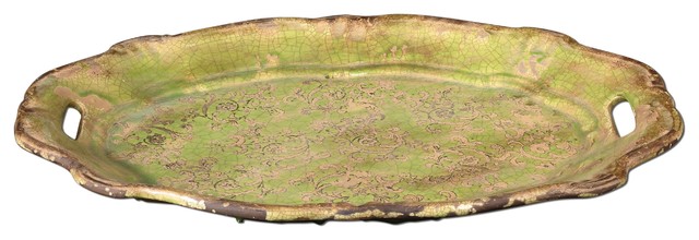 Distressed Crackled Green Gian Tray