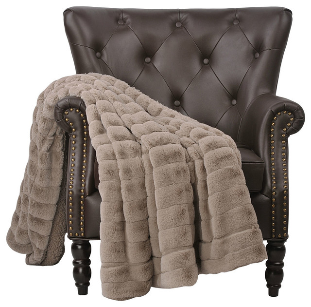 Super Mink Faux Fur Throw Blanket Contemporary Throws by BNF Home