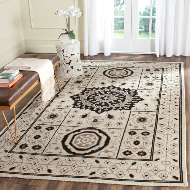 Safavieh Kenya Collection KNY625A Hand-Knotted Moroccan Boho Tribal Wool Area Rug Ivory 8' x 10' Grey