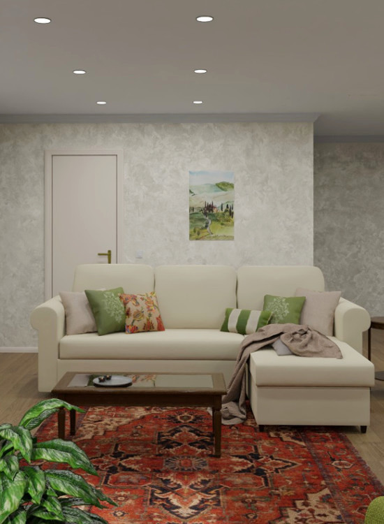 Оливковая кухня-гостиная