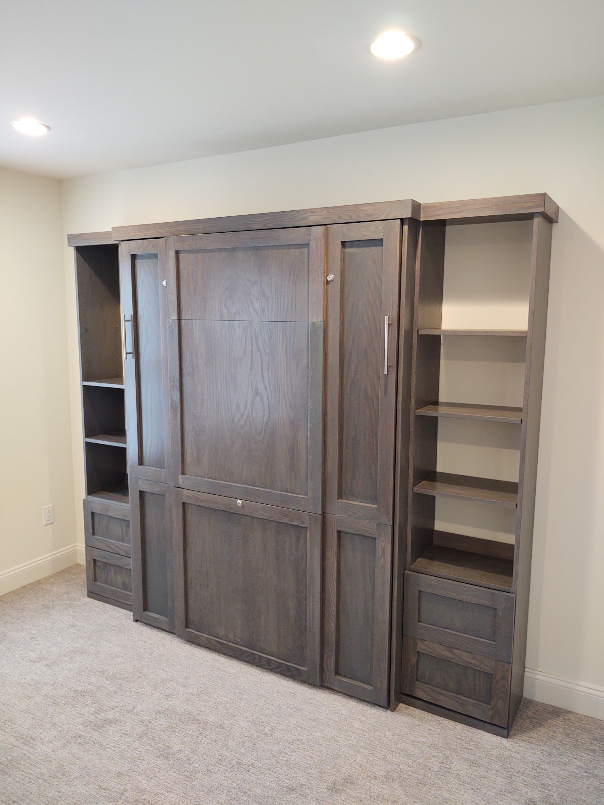 Custom Murphy bed with side shelves