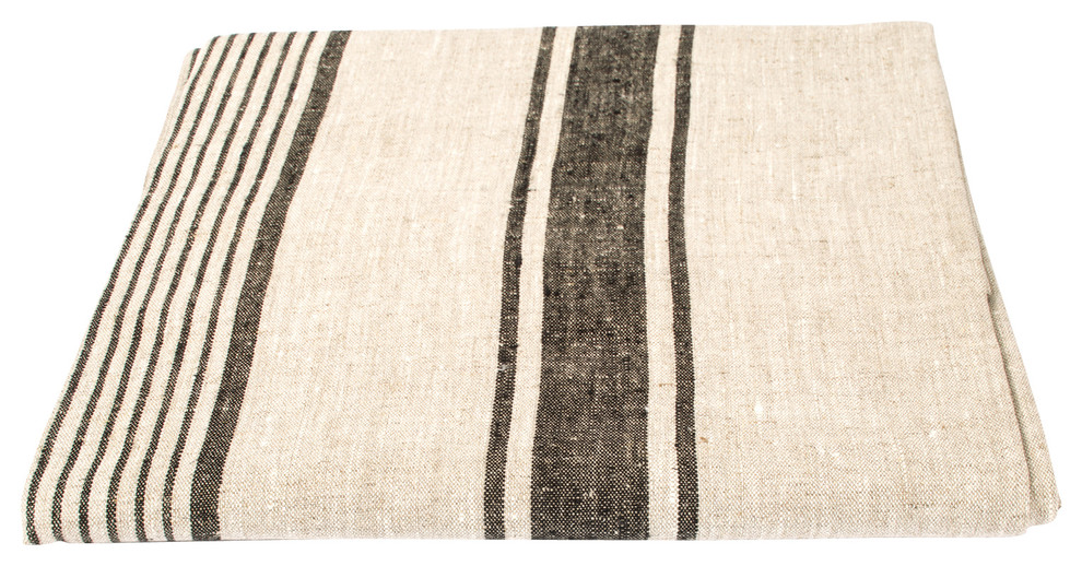 Linen Prewashed Provence Tablecloth, Black, 178x275cm