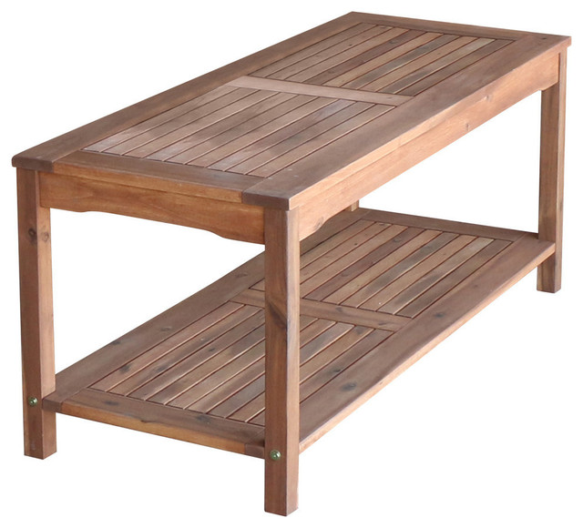 Acacia Wood Patio Coffee Table Transitional Outdoor Coffee Tables