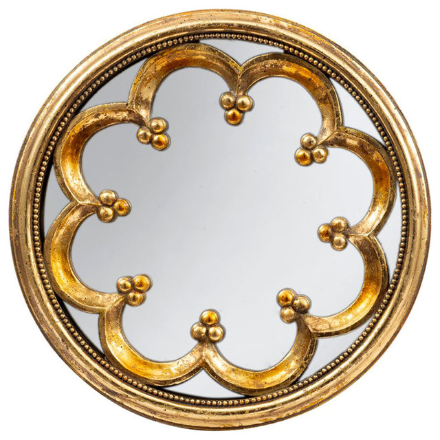 Antique Gold 12 Round Wall Mirror