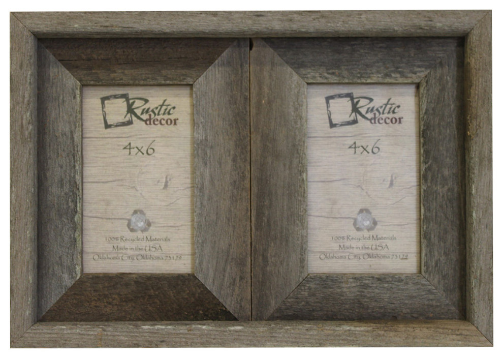 5x7-2.5/" Wide Reclaimed Rustic Barn Wood Collage Photo Frame Holds 4 Photos
