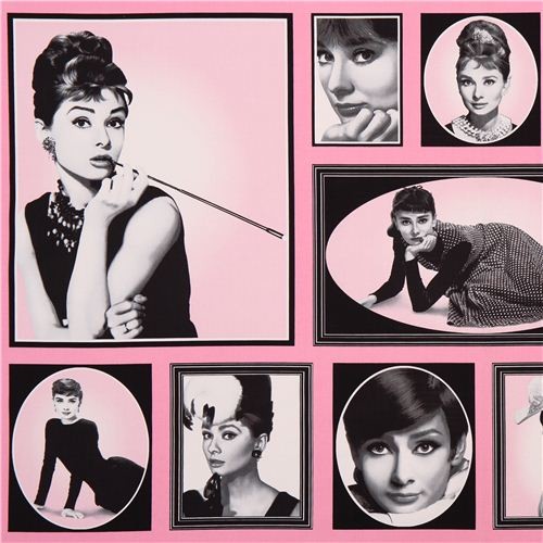 pink Audrey Hepburn fabric Robert Kaufman Hollywood Icons