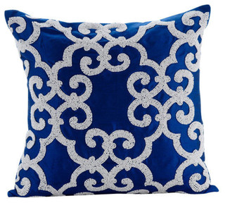blue patterned cushion