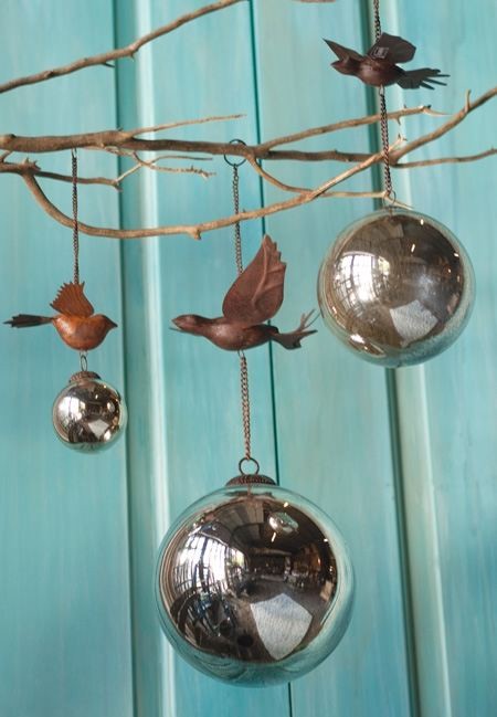 Antiqued Mercury Bird Ornament