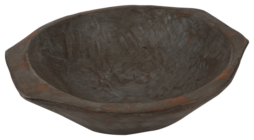 Chubster Deep Wooden Dough Bowl With Handles-Batea-Trencher, Slate Gray