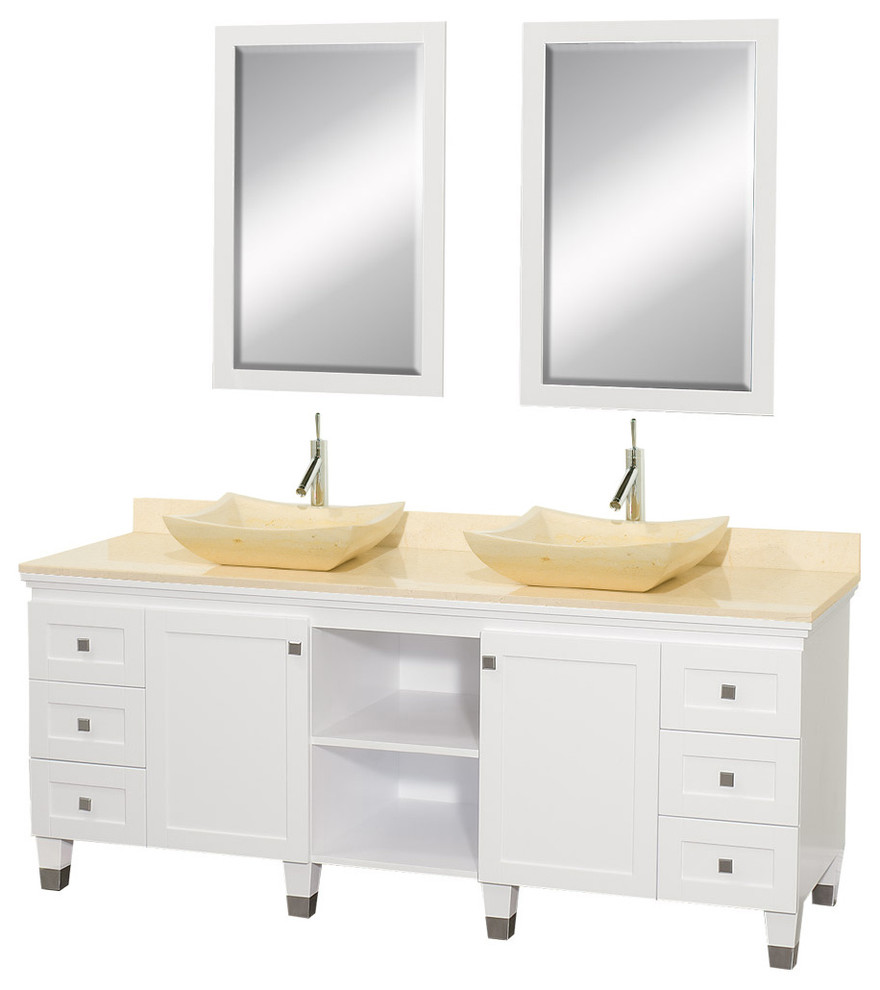 Premiere 72" Double Vanity, White, Ivory Marble, Avalon Ivory Marble