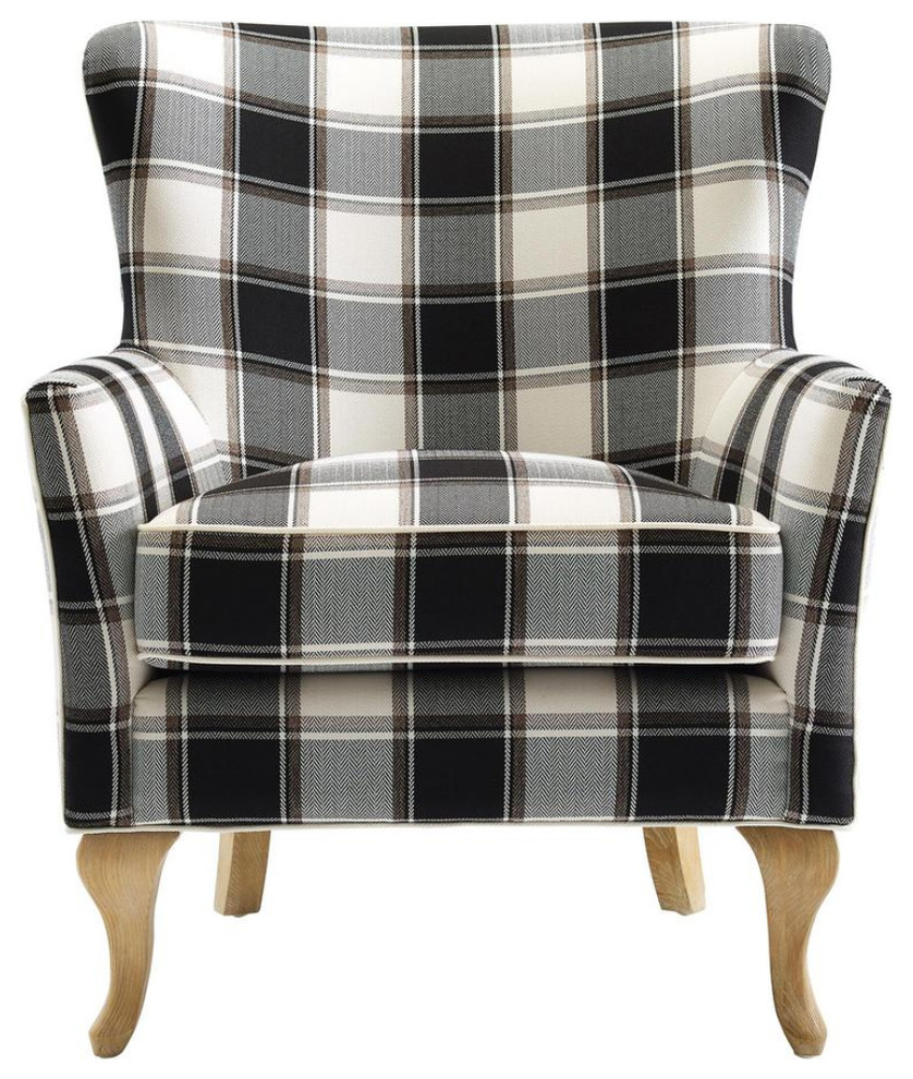 Black and White Checkered Pattern Accent Chair