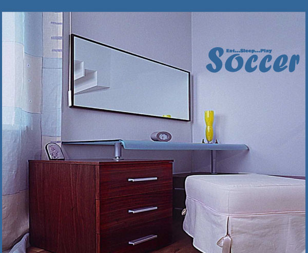 Play Soccer Vinyl Wall Decal boysbedroom10, Light Pink, 23 in.
