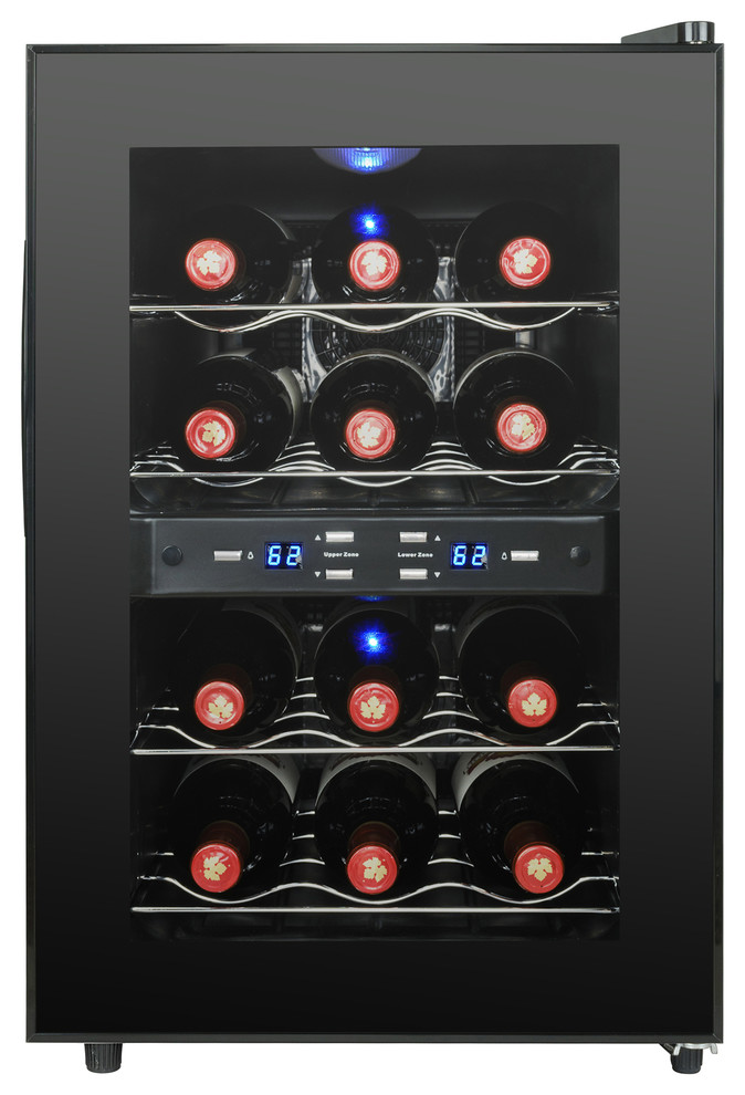 12-Bottle Freestanding Dual Zone Thermoelectric Reversible Doors Wine Cooler