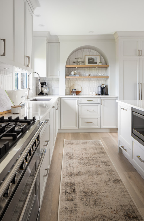 Classic White Shakers and Niche Storage: Open Kitchen Storage Ideas