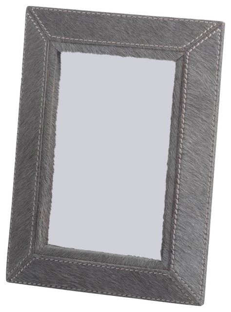 Aspen Feel Hair On Leather 4 X 6 Photo Frame Gray