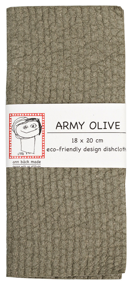 Swedish Dishcloth/Sponge Cloth, Hand Dyed Dark Color, Army Green