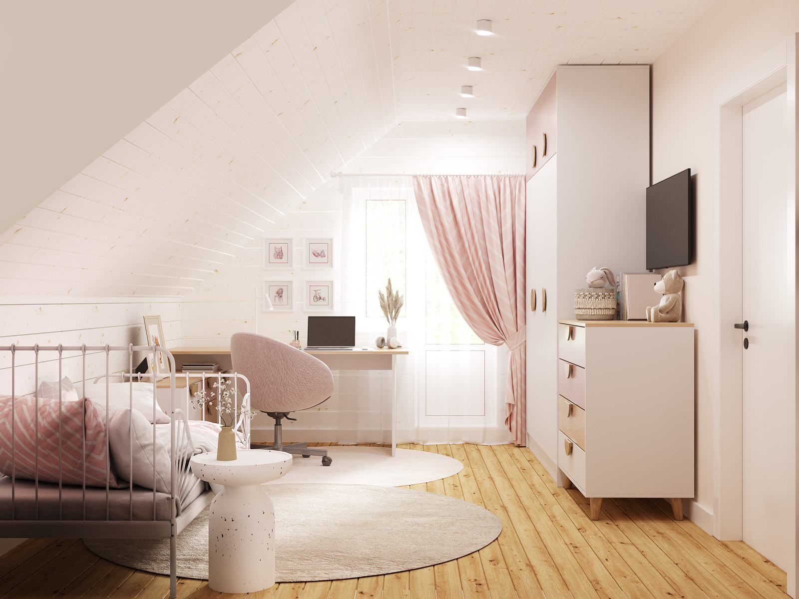 Дизайн 2го этажа в доме из бруса