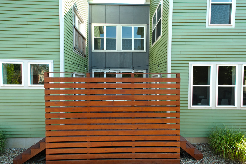 Photo of a contemporary exterior in Other with metal siding.
