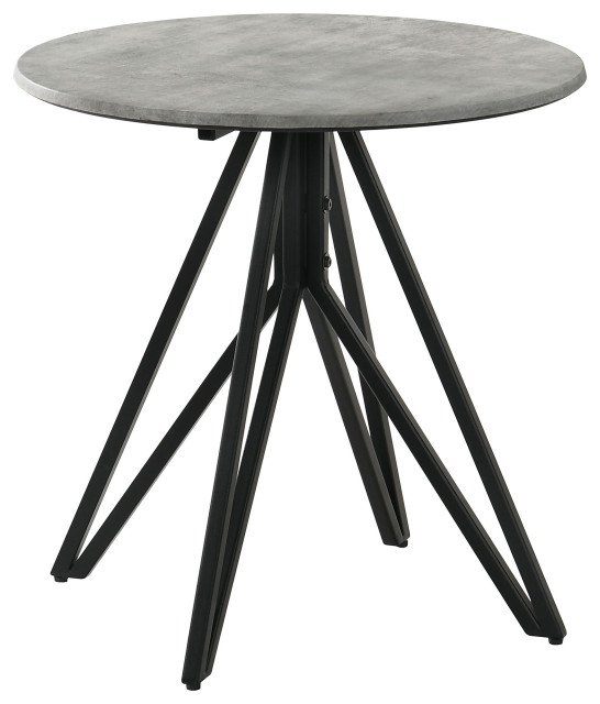 Hadi Round End Table With Hairpin Legs Cement and Gunmetal Midcentury