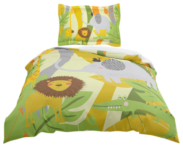 Jungle Pals Green Comforter, Twin Contemporary Kids Comforters by