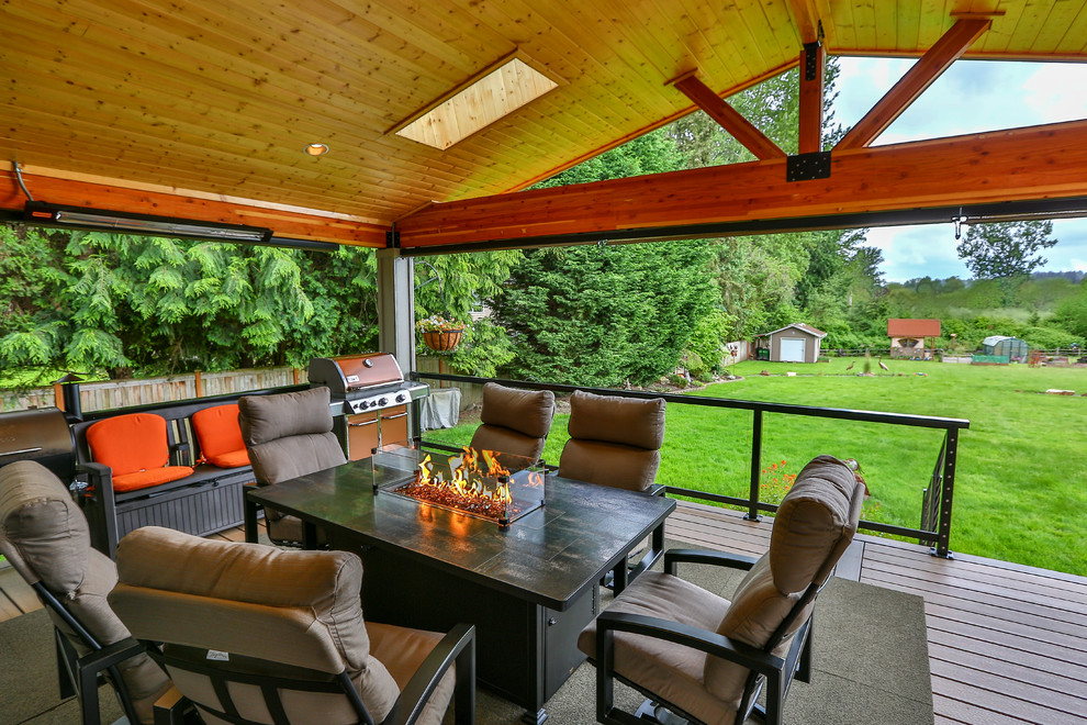 Modern deck in Seattle with a pergola.