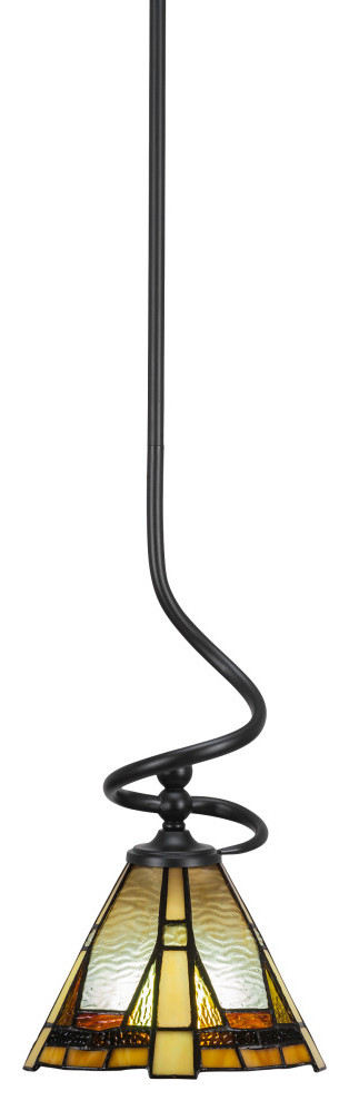 Capri 1-Light Mini Pendant with Hang Straight Swivel, Matte Black/Zion Art