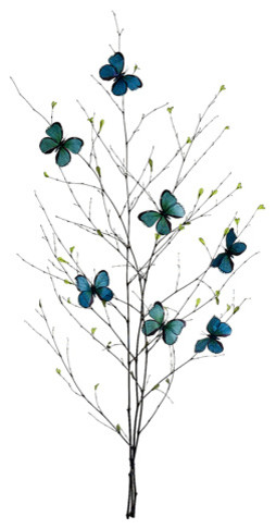 Silk Plants Direct Butterfly Twig, Pack of 6, Turquoise