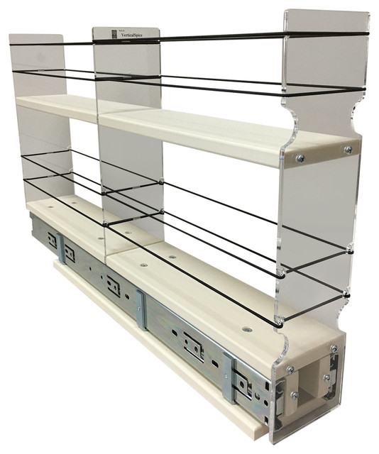 3x2x22 Spice Rack Drawer Cream Contemporary Pantry And