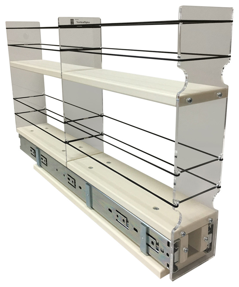 3x2x22 Spice Rack Drawer Cream Contemporary Pantry And