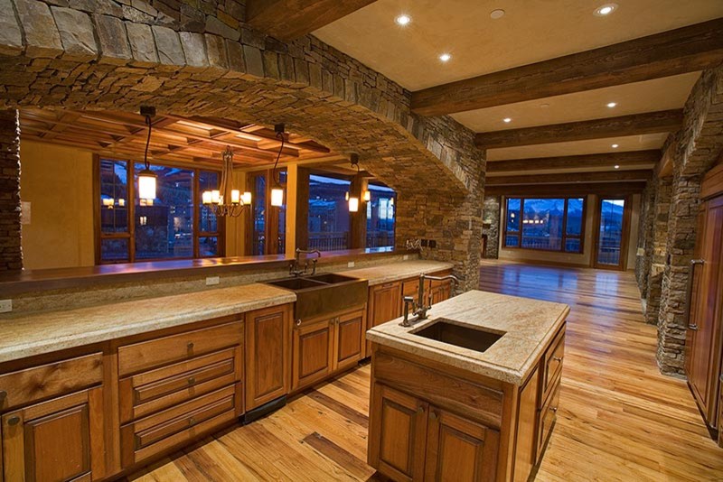 Mountain style kitchen photo in Denver
