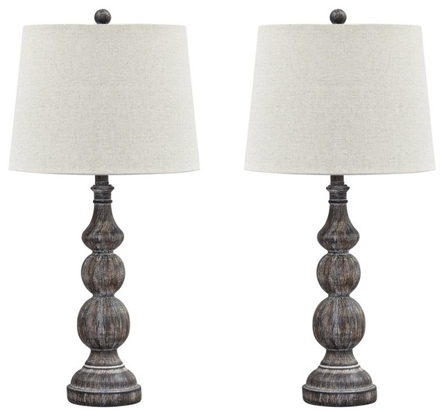Ashley Furniture Mair Poly-Resin Table Lamp in Antique Black (Set of 2)