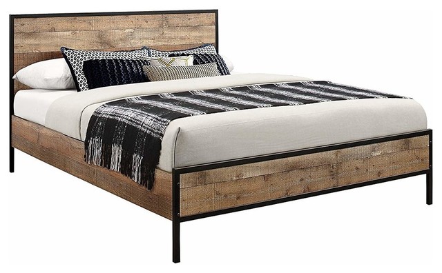 Bed, Solid Wood and Steel Frame, Rustic Design, Perfect for Your Comfort, Double