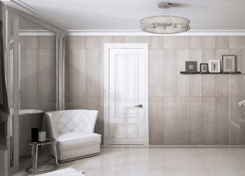 Просторная ванная в цокольном этаже