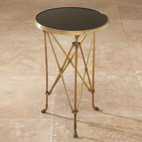 Directoire Brass and Black Granite End Table