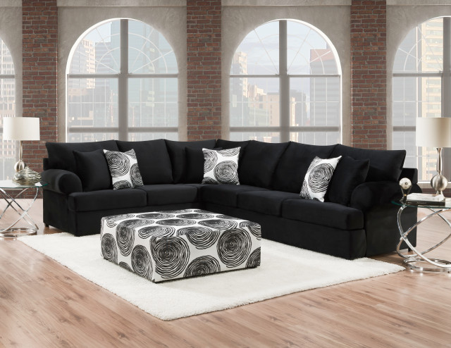 Big Swirl Black Sectional Living Room Columbus by American
