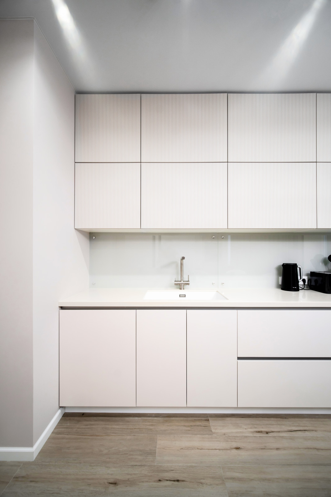 White kitchen in modern style, Islington, London