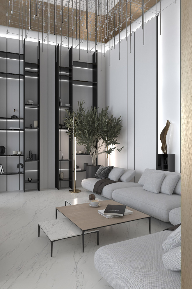 Визуализации интерьера большого дома в современном стиле