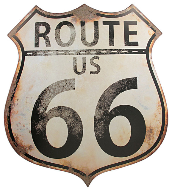 Distressed Finish US Route 66 Metal Wall Sign Highway - Rustic ...