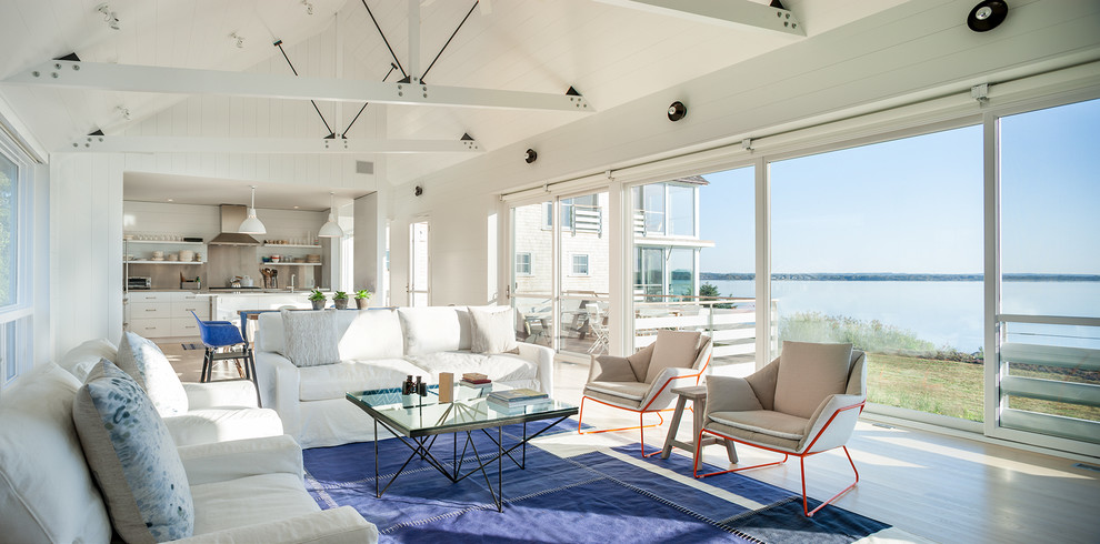 Beach style family room photo in Providence